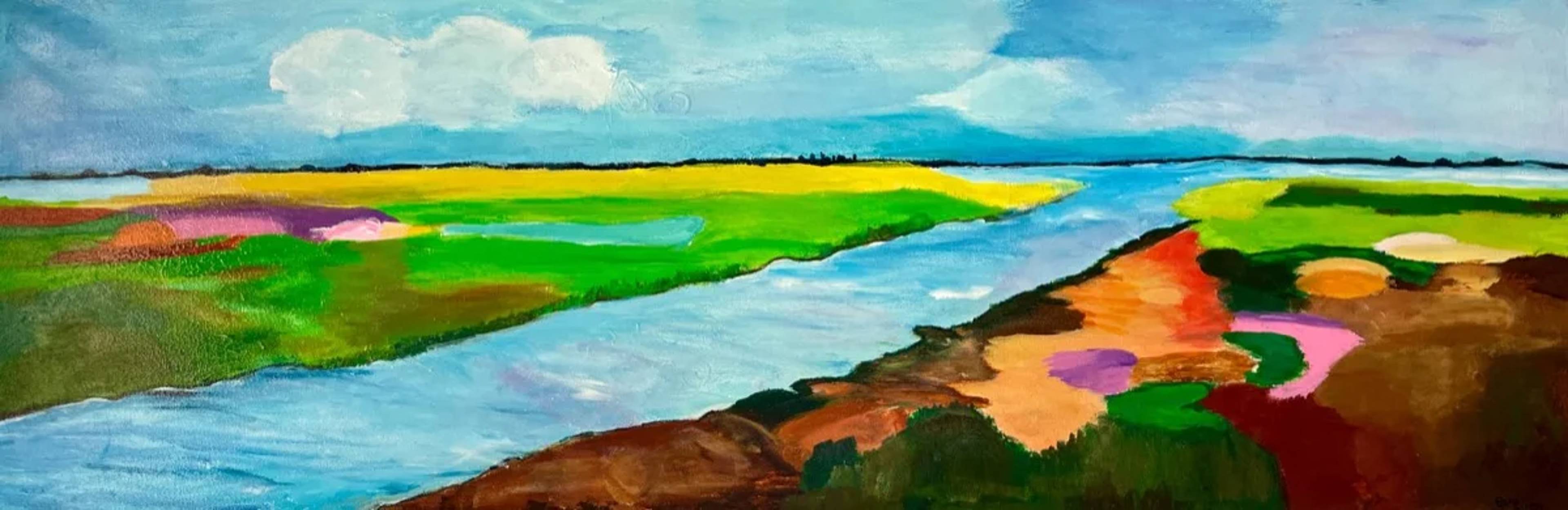 Landschap 1 — schilderij door Evelien Snoeren, 40 × 120 cm